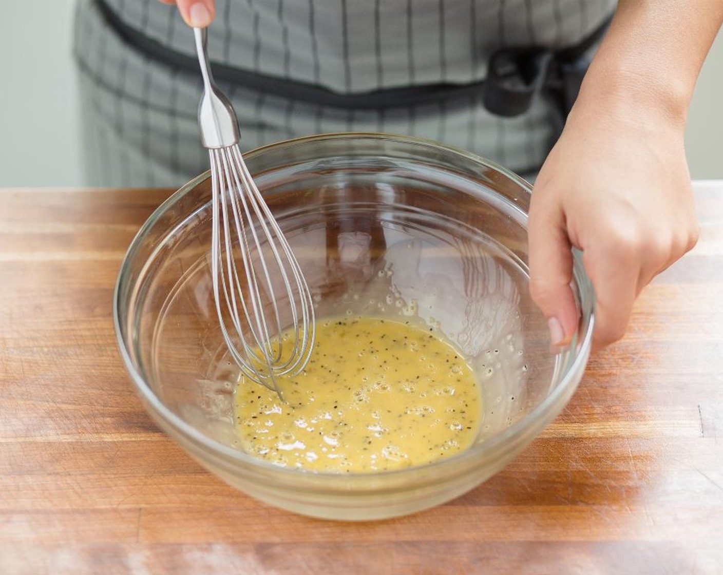 step 2 Whisk together the Egg (1), Mirin (1 Tbsp), Corn Starch (1 Tbsp), Salt (to taste), and Ground Black Pepper (to taste) in a medium bowl.