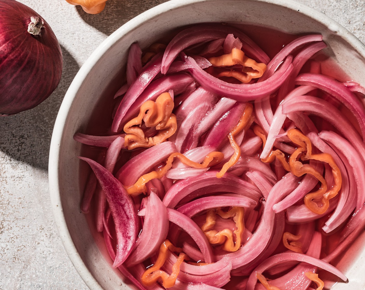Pickled Red Onions with Habanero Peppers