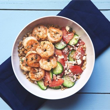 Greek Shrimp Farro Bowl Recipe | SideChef