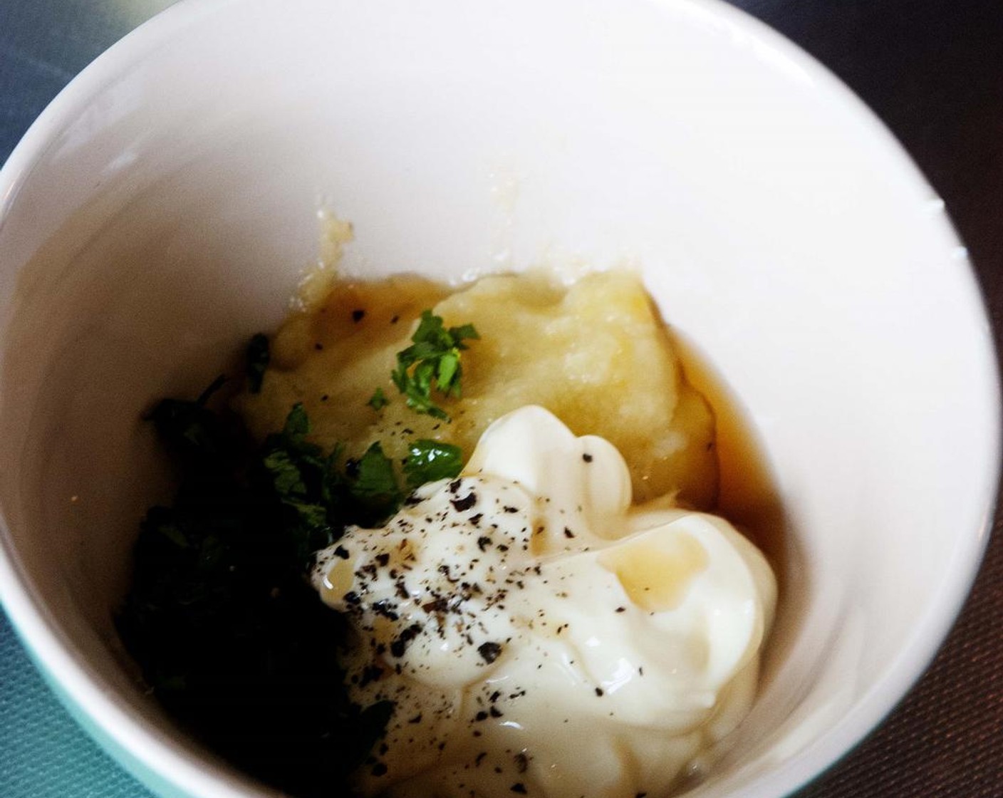 step 6 For the dipping sauce, in a bowl combine Coconut Jam (4 Tbsp), Mayonnaise (1/2 cup), Sesame Oil (1/2 tsp), Soy Sauce (1 tsp), and Fresh Cilantro (1 tsp).