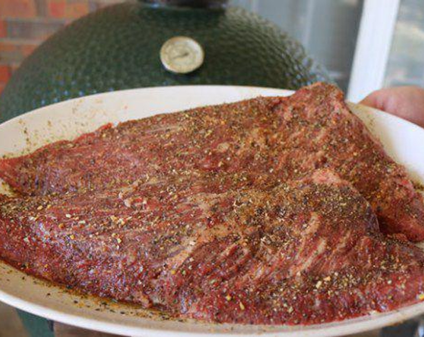 step 2 Season both sides with Steak Spice Rub (2 Tbsp). Rest for 1 hour on counter before grilling.