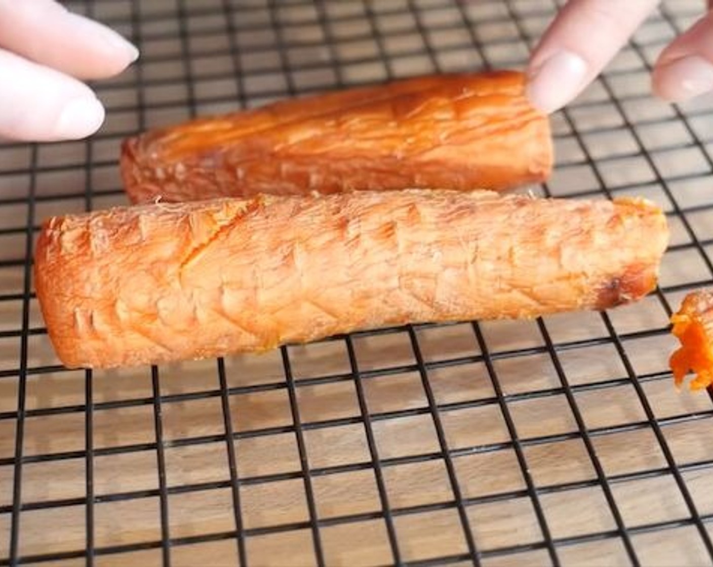 step 2 Transfer carrots to ice-cold water immediately. This will stop them from continuing to cook. Allow to cool for 2 mins, then gently place onto a wire cooling rack to drip dry.