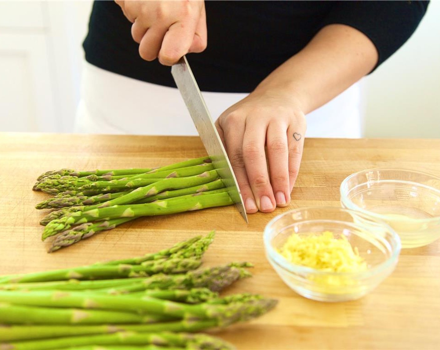 step 3 Cut one inch off the end of the Asparagus (2 1/2 cups) spears and discard the ends, then set aside.