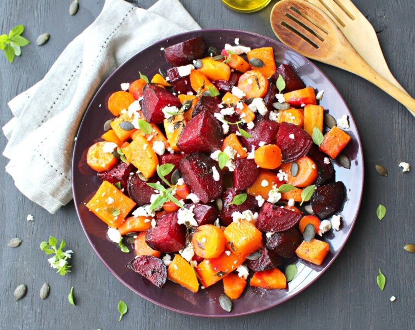 Roast Beet Butternut Basil Goat Cheese Salad