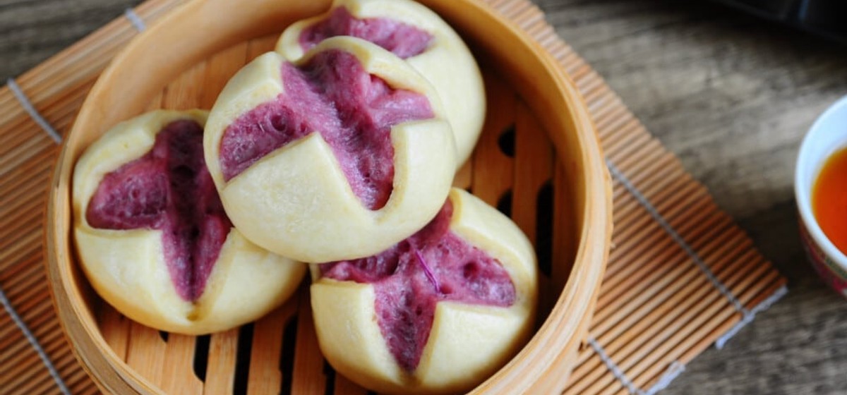 Purple Sweet Potato Steamed Flower Buns Recipe | SideChef
