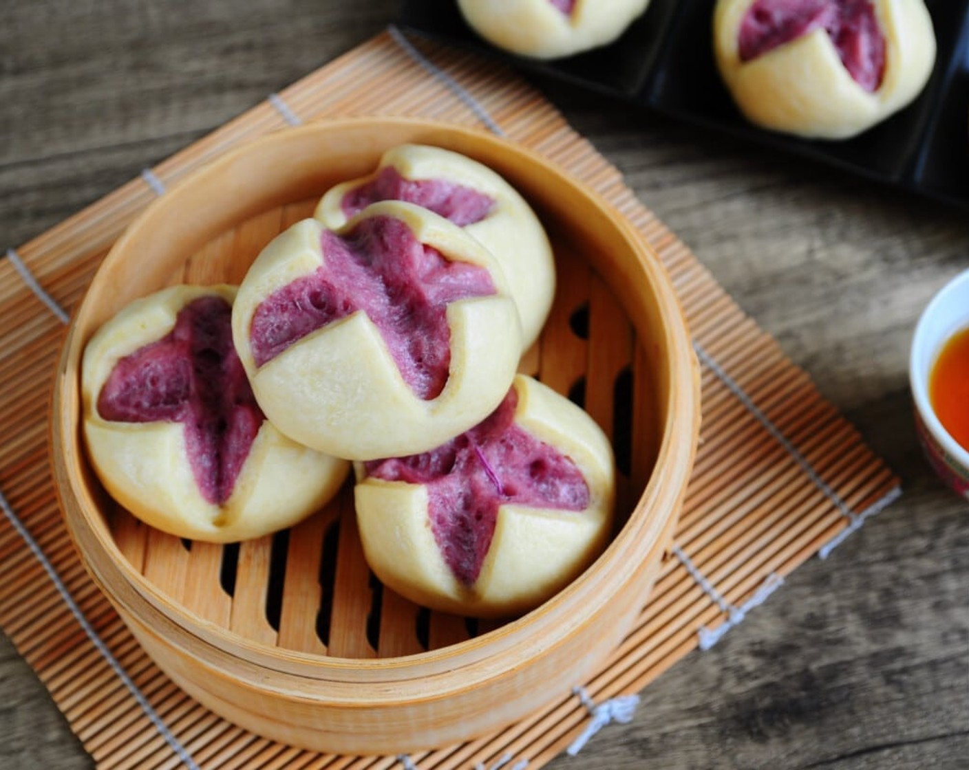 Purple Sweet Potato Steamed Flower Buns