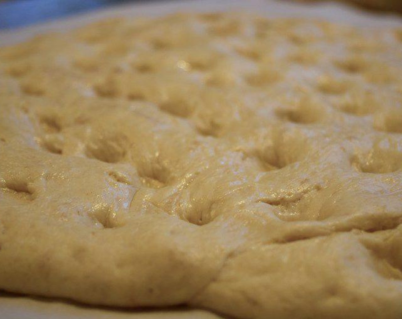 step 10 While the oven preheats, with your fingers, make dimples in the dough about 2/3 deep.