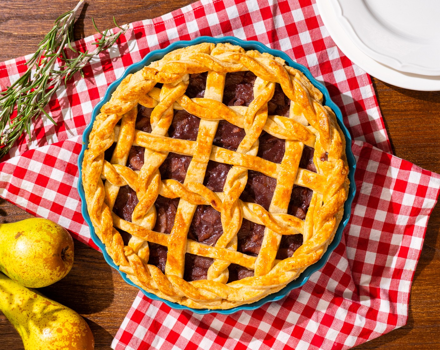 Red Wine Pear Pie