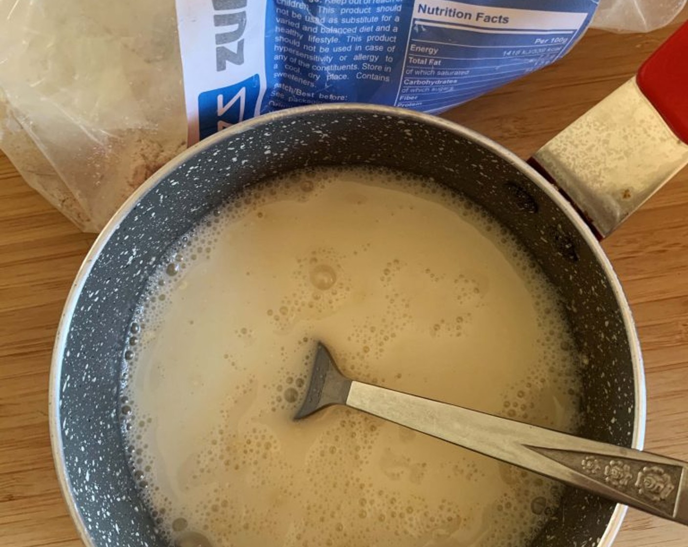 step 4 Next, prepare the lemon custard. In a saucepan stir Oat Flour (1 Tbsp), Lemon Extract (as needed), and Eggs (3 Tbsp). Add in Unsweetened Almond Milk (1/3 cup).
