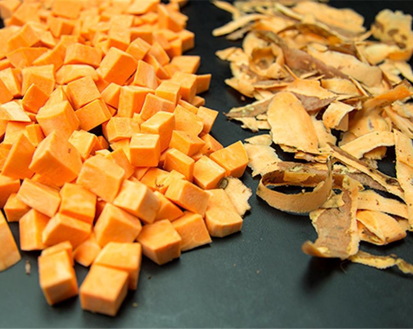 step 1 Preheat the oven to 425 degrees F (220 degrees C). Peel and cube the Sweet Potatoes (2).
