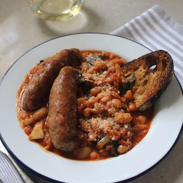 Sweet Italian Sausages with Braised White Beans and Kale Recipe | SideChef