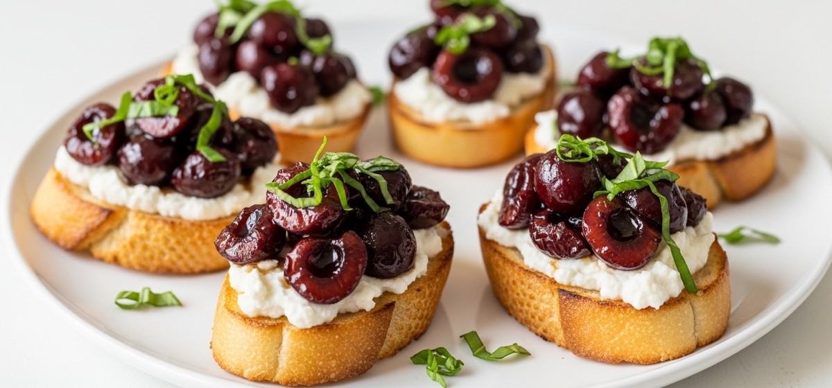 Balsamic Cherry and Goat Cheese Crostini Recipe | SideChef