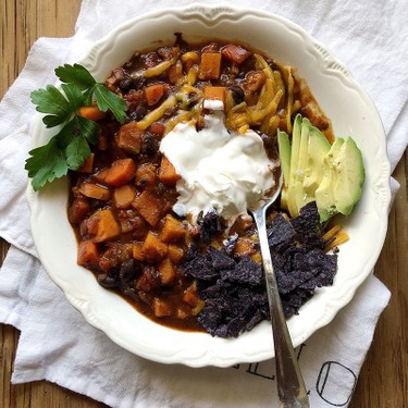 Sweet Potato Black Bean Chili Recipe | SideChef