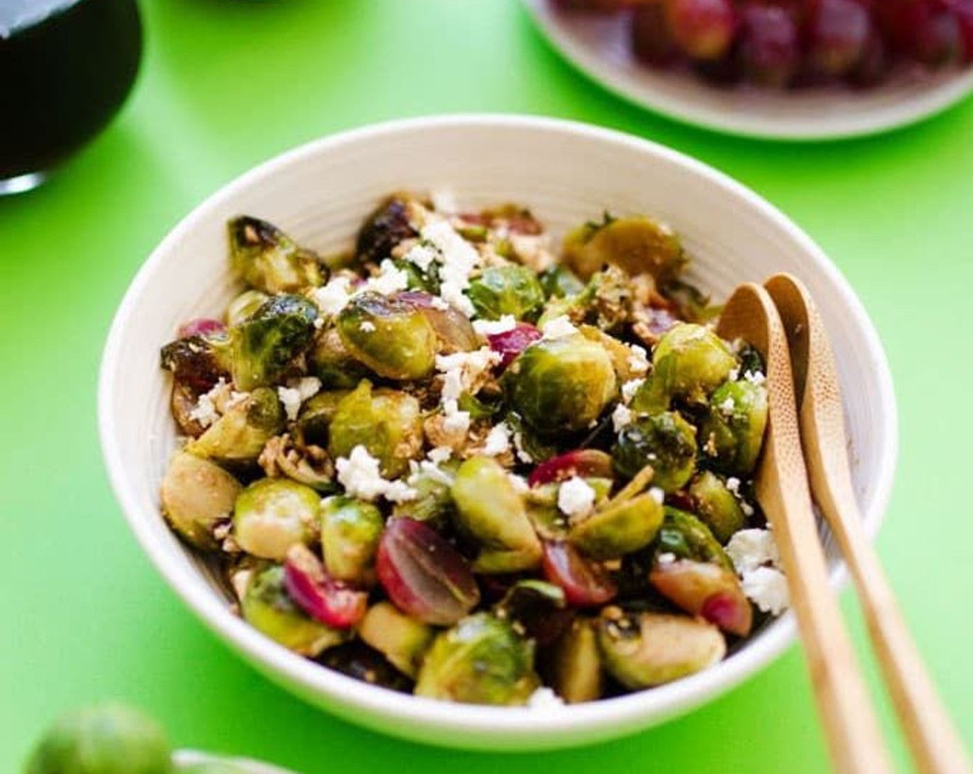 Roasted Brussels Sprouts with Balsamic, Garlic, and Grapes
