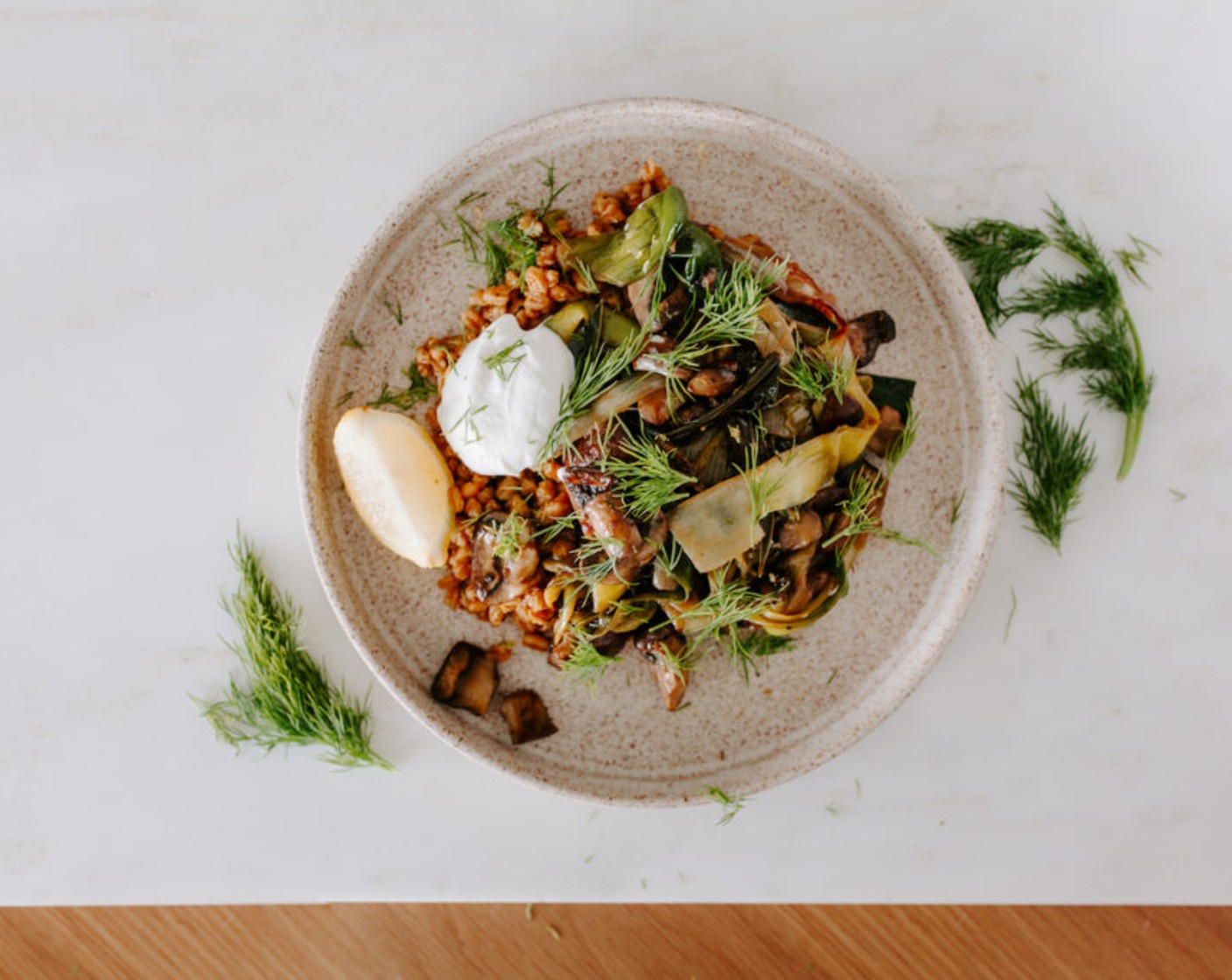 Veg Bowl with Mushrooms, Leeks, and Farro