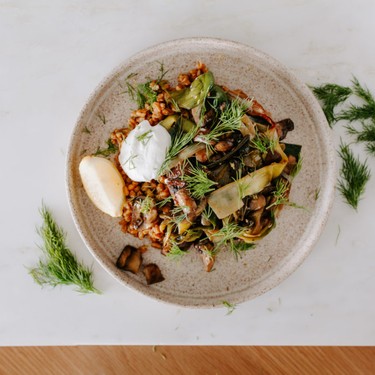 Veg Bowl with Mushrooms, Leeks, and Farro Recipe | SideChef