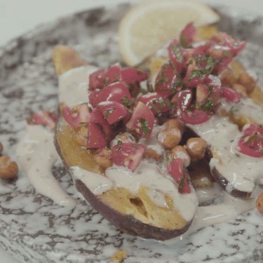 Baked Sweet Potato with Tahini Drizzle Recipe | SideChef