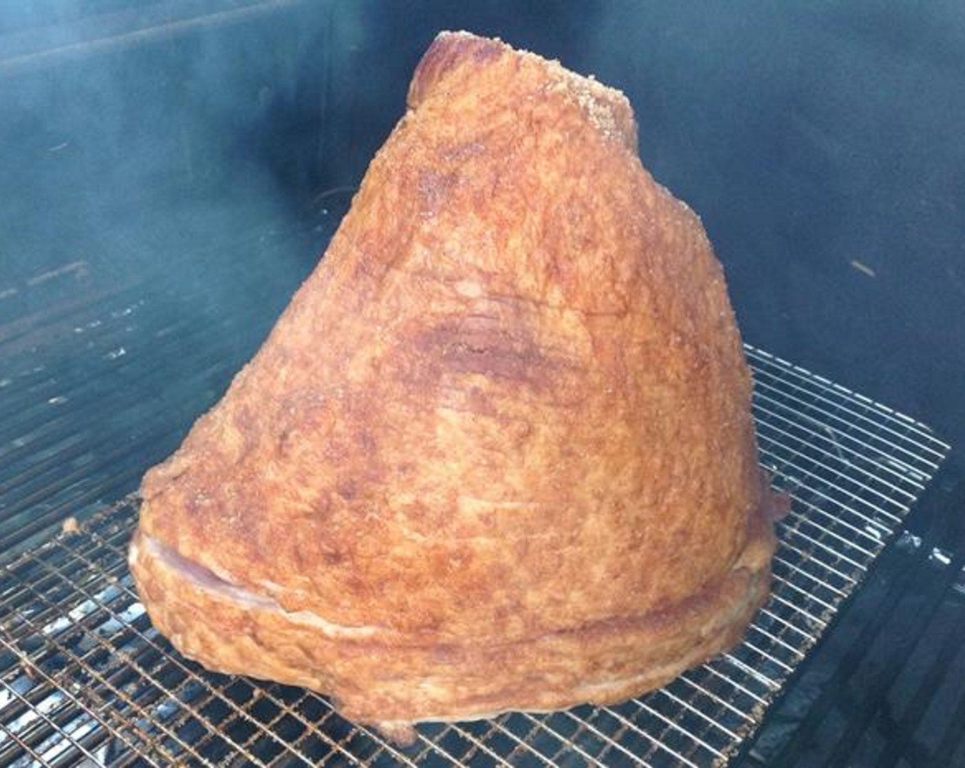 step 6 Place the ham on the smoker and check it every hour. If the outside starts to look a little dry, use some of the glaze for basting. The entire cook is only going to take about 2 1/2 – 3 hours.