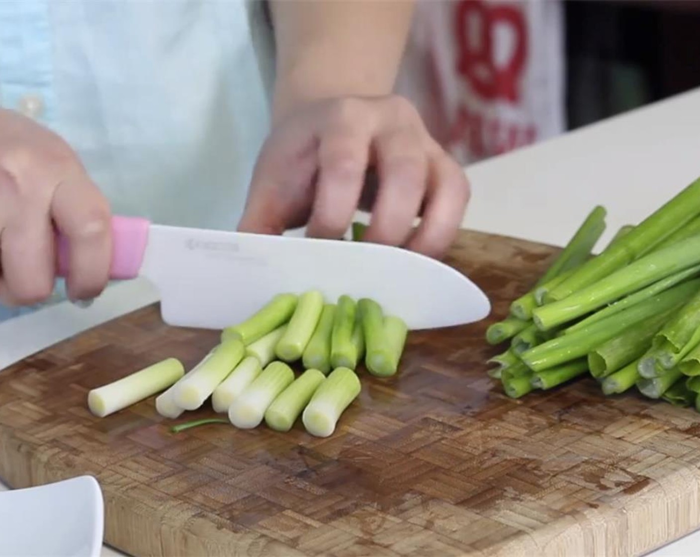 step 3 Slice the Scallions (2 bunches) into-2 inch pieces. Separate the 2-inch white pieces from the 2 inch green part.