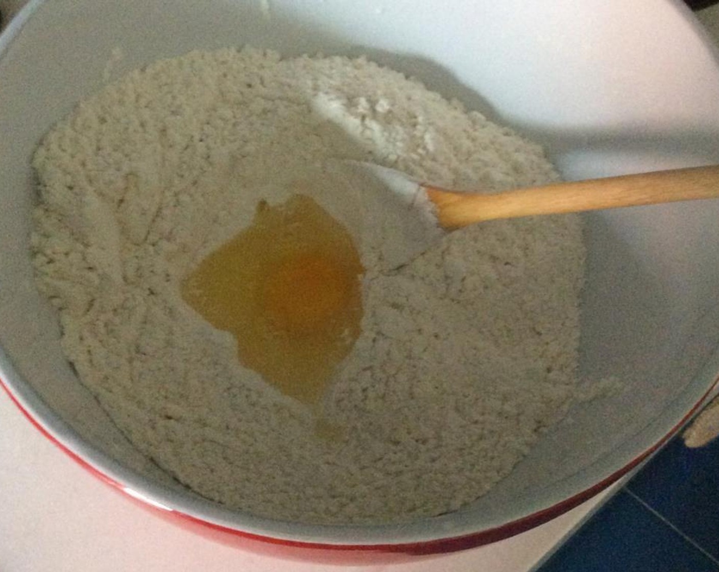 step 2 Add Egg (1) to flour mixture.