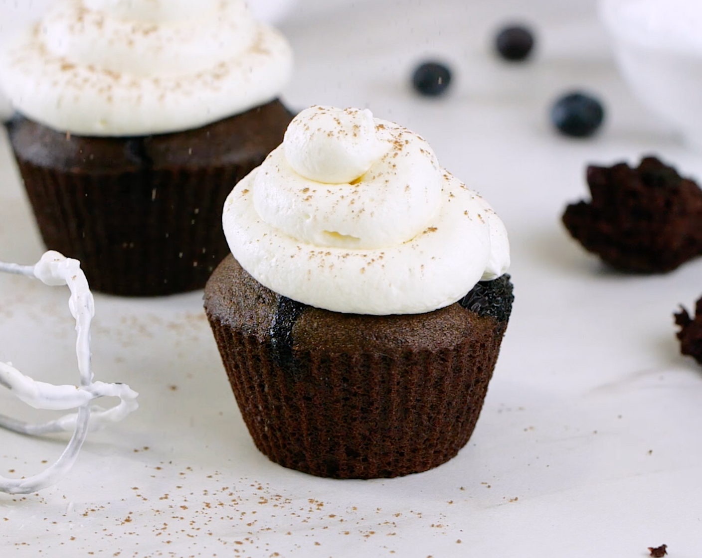 Chocolate Blueberry Cupcakes with Cream Cheese Topping
