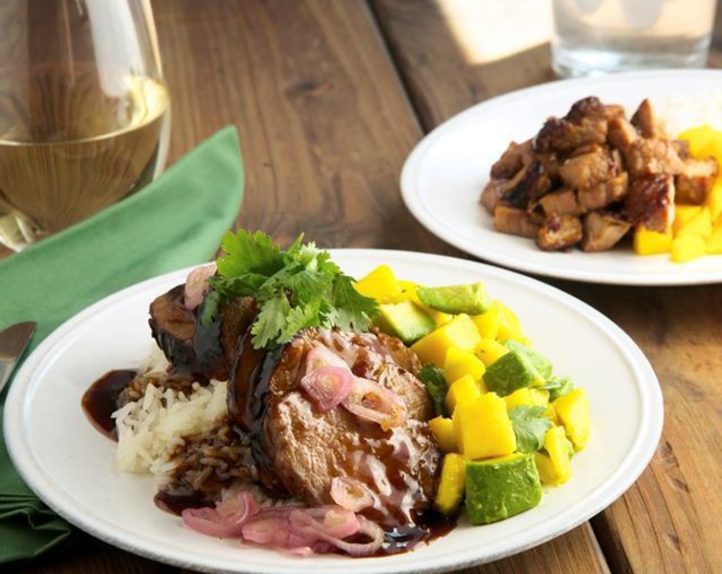 Hoisin Glazed Pork Tenderloin with Avocado Mango Salad