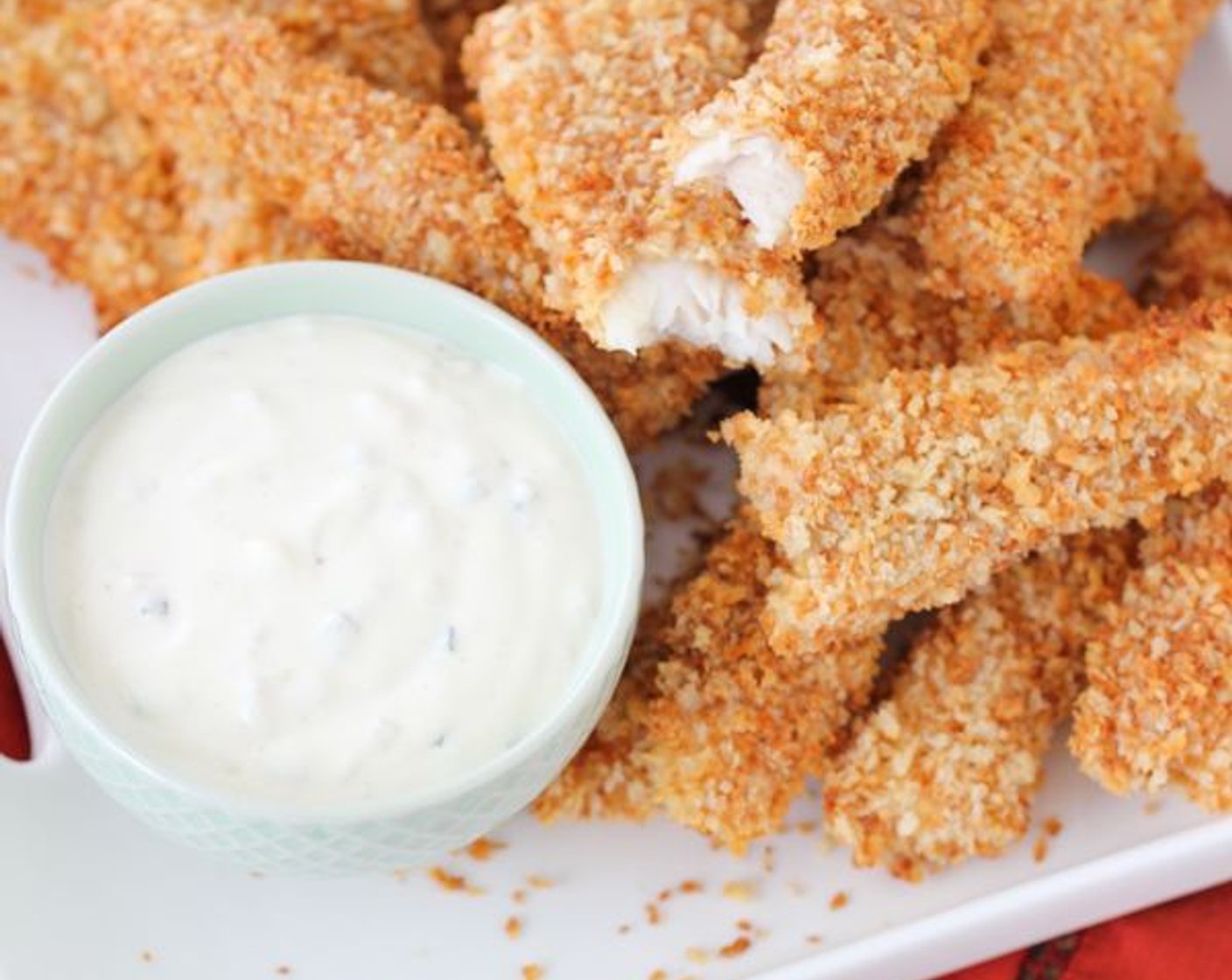 Baked Breaded Fish Sticks with Tartar Sauce