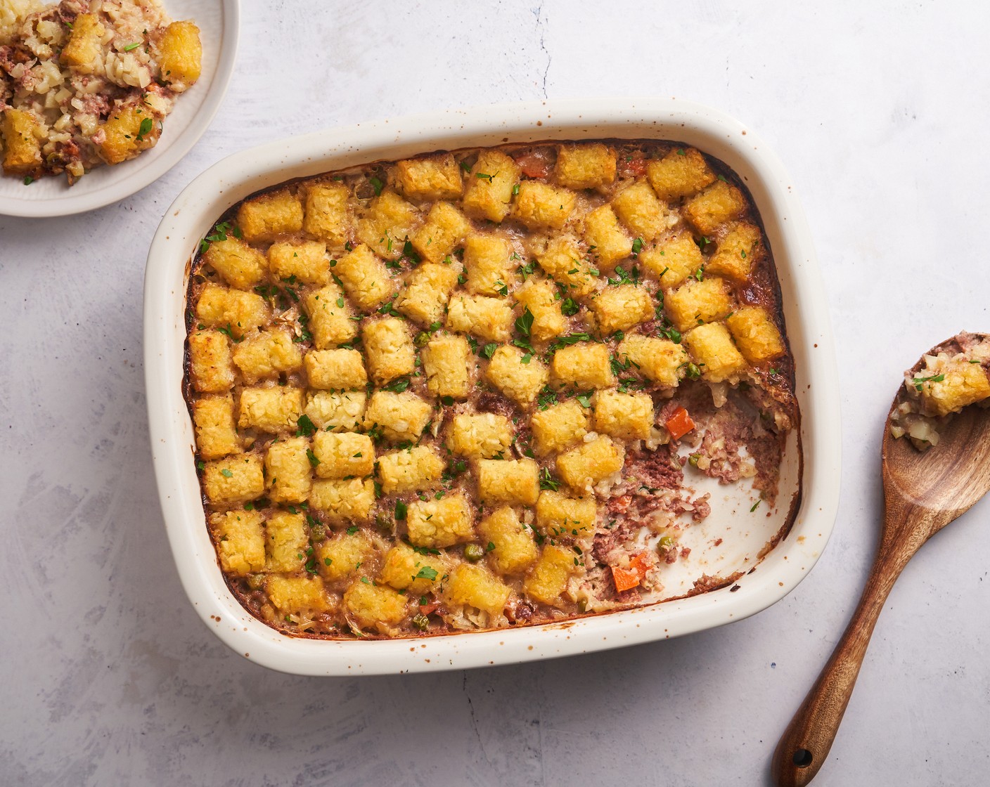 Cheesy Tater Tot Casserole with Corned Beef