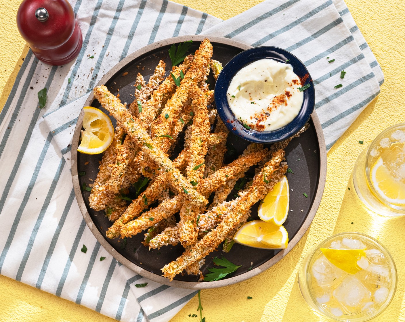 Air Fryer Asparagus Fries with Lemon Aioli