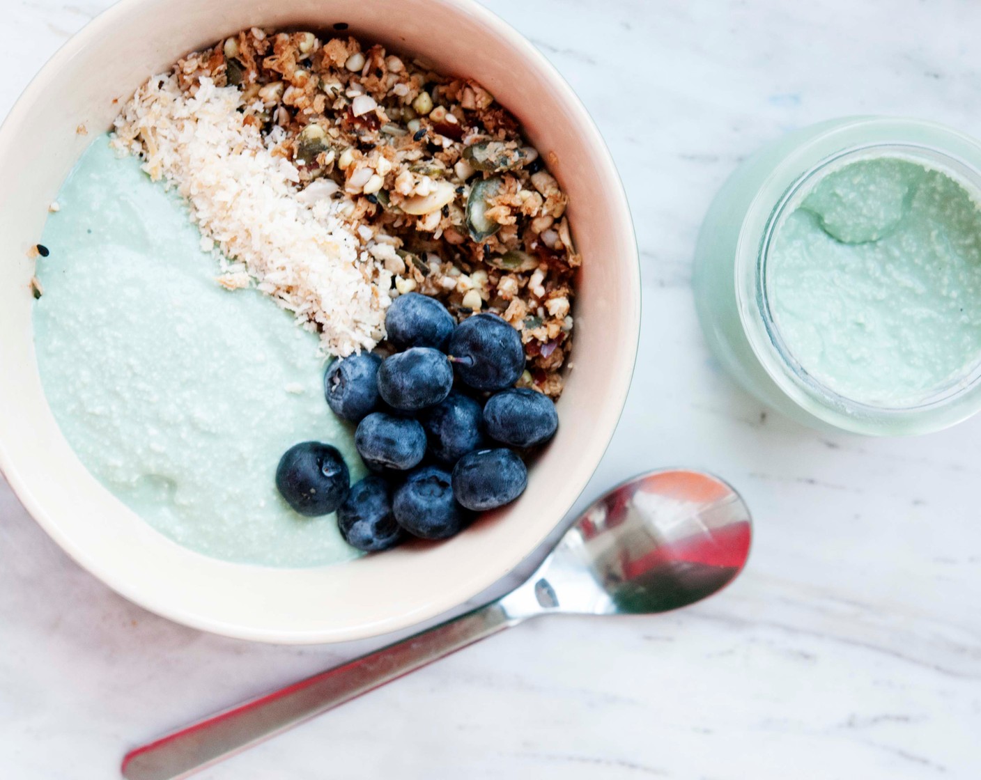 Buckwheat Muesli with Spirulina Coconut Yogurt