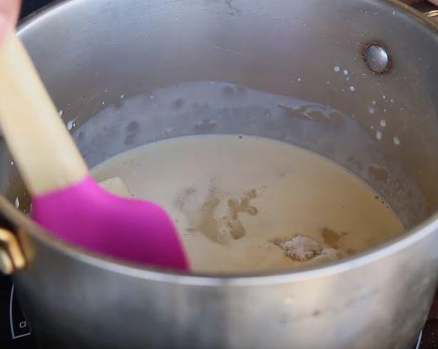 step 2 In a medium heavy bottomed saucepan, combine Evaporated Milk (2/3 cup), Caster Sugar (1 1/2 cups), Butter (2 Tbsp) and Salt (1/4 tsp). Bring to a boil over medium heat, stirring occasionally. Allow it boil for 4 minutes.