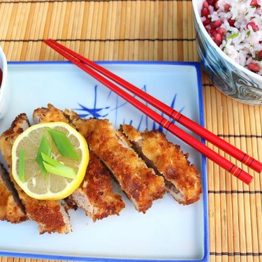 Tonkatsu with Cilantro-Pomegranate Rice Recipe | SideChef