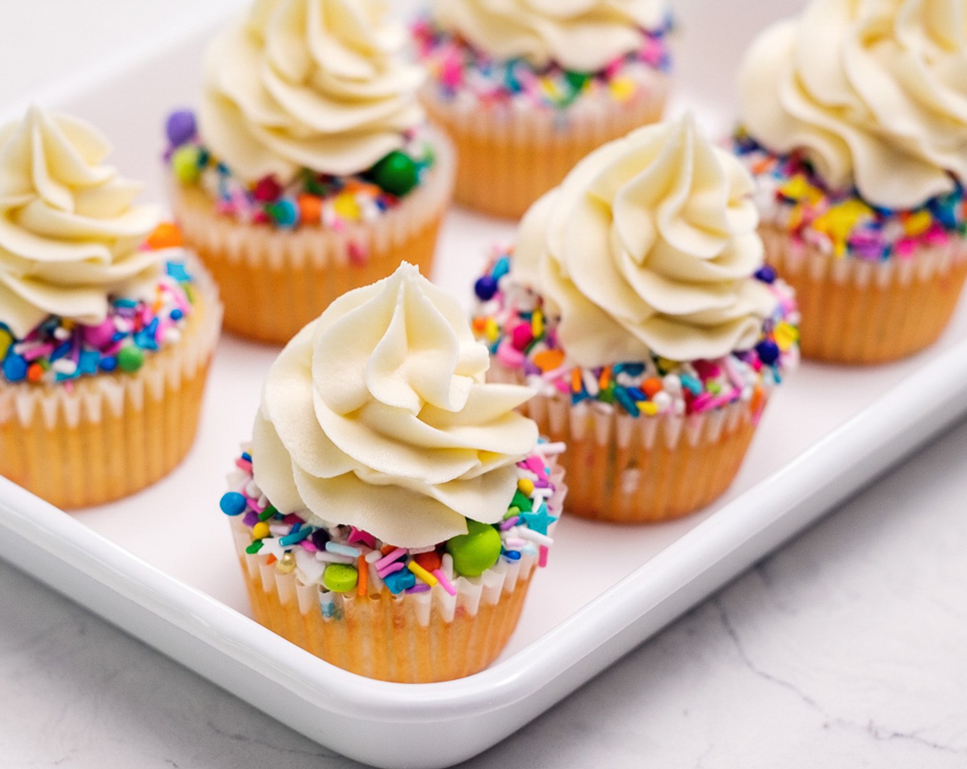 Rainbow Funfetti Cupcakes with Vanilla Buttercream