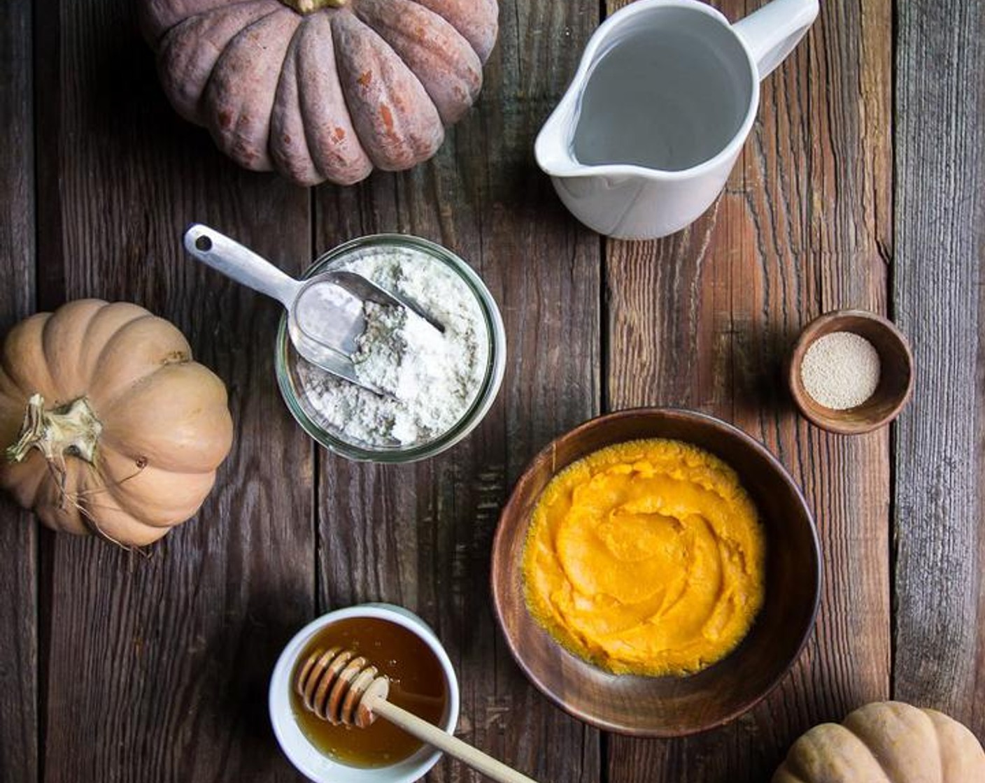 step 1 Add the Water (1 cup) to a large bowl, dissolve the Honey (1 tsp) into the water and sprinkle the Active Dry Yeast (1/2 Tbsp) over the top of the water. Leave to rest until yeast is foamy, about 10 minutes.