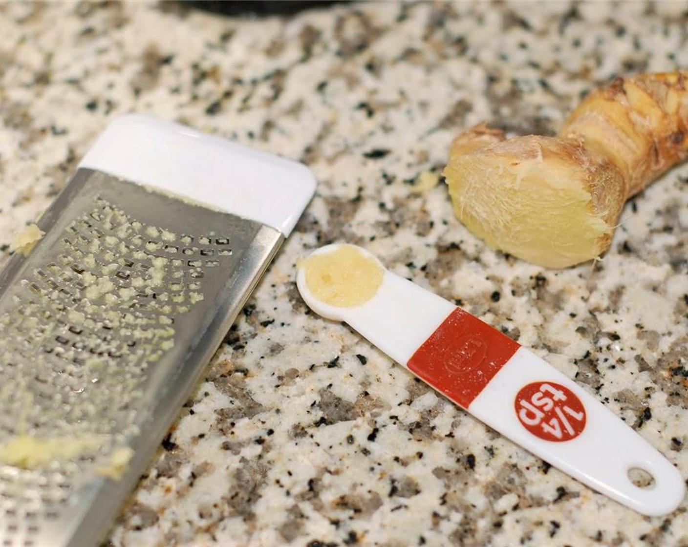 step 2 Soften Butter (3/4 cup). Grate Fresh Ginger (1/4 tsp). In a large bowl, sift together All-Purpose Flour (2 1/4 cups), Ground Cloves (1/2 tsp), Ground Fresh Ginger (1/2 teaspoon), Simply Organic Cinnamon, Ground (1/2 tsp), Ground Nutmeg (1/4 tsp), Baking Soda (2 tsp), Salt (1/2 tsp), and Dark Cocoa Powder (4 Tbsp).