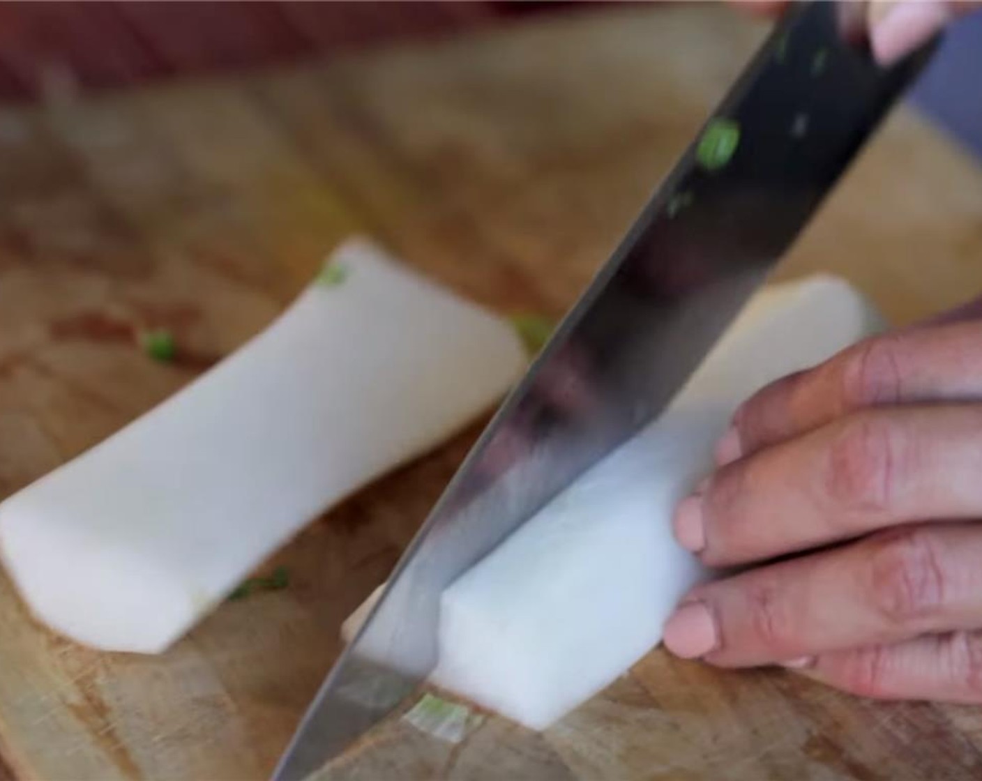 step 2 Chop the Scallion (1 stalk) and peal and chop the Daikon Radish (1/2 cup) into small cubes and add all the chopped ingredients in a large bowl.