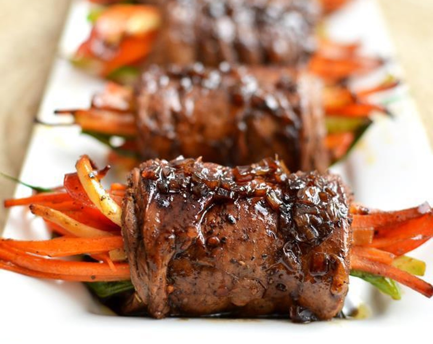 Balsamic Glazed Steak Rolls