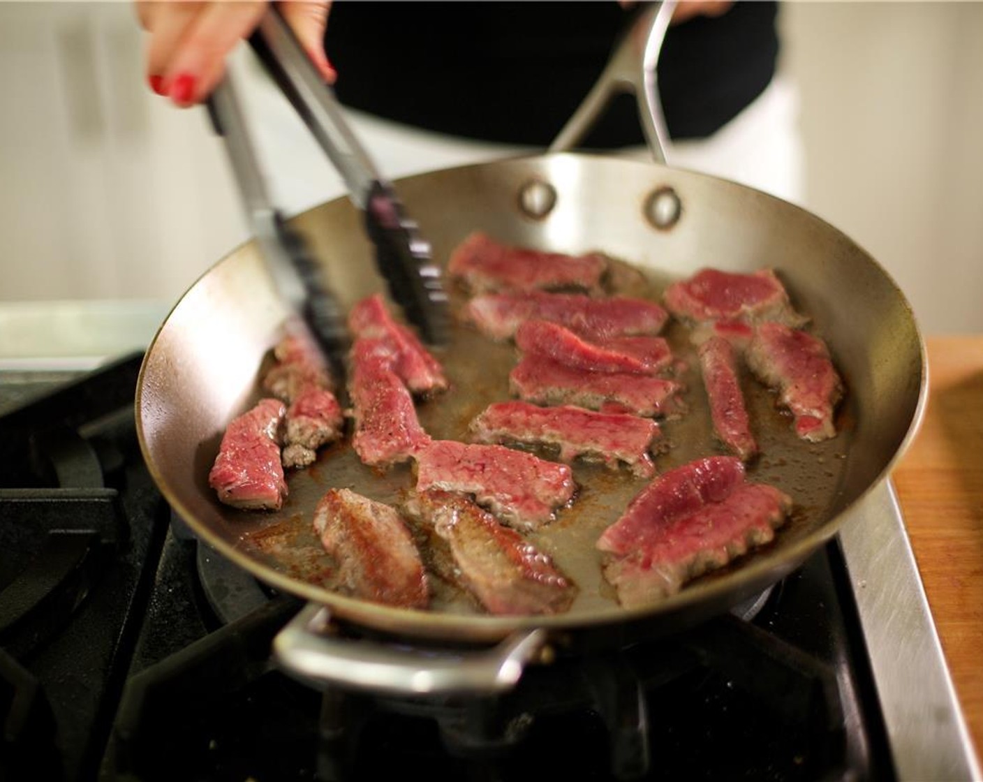 step 7 Add the burgundy sauce to the pan, turn the heat to medium and simmer, uncovered, until the meat is done and the sauce is slightly reduced, about 3 minutes more.