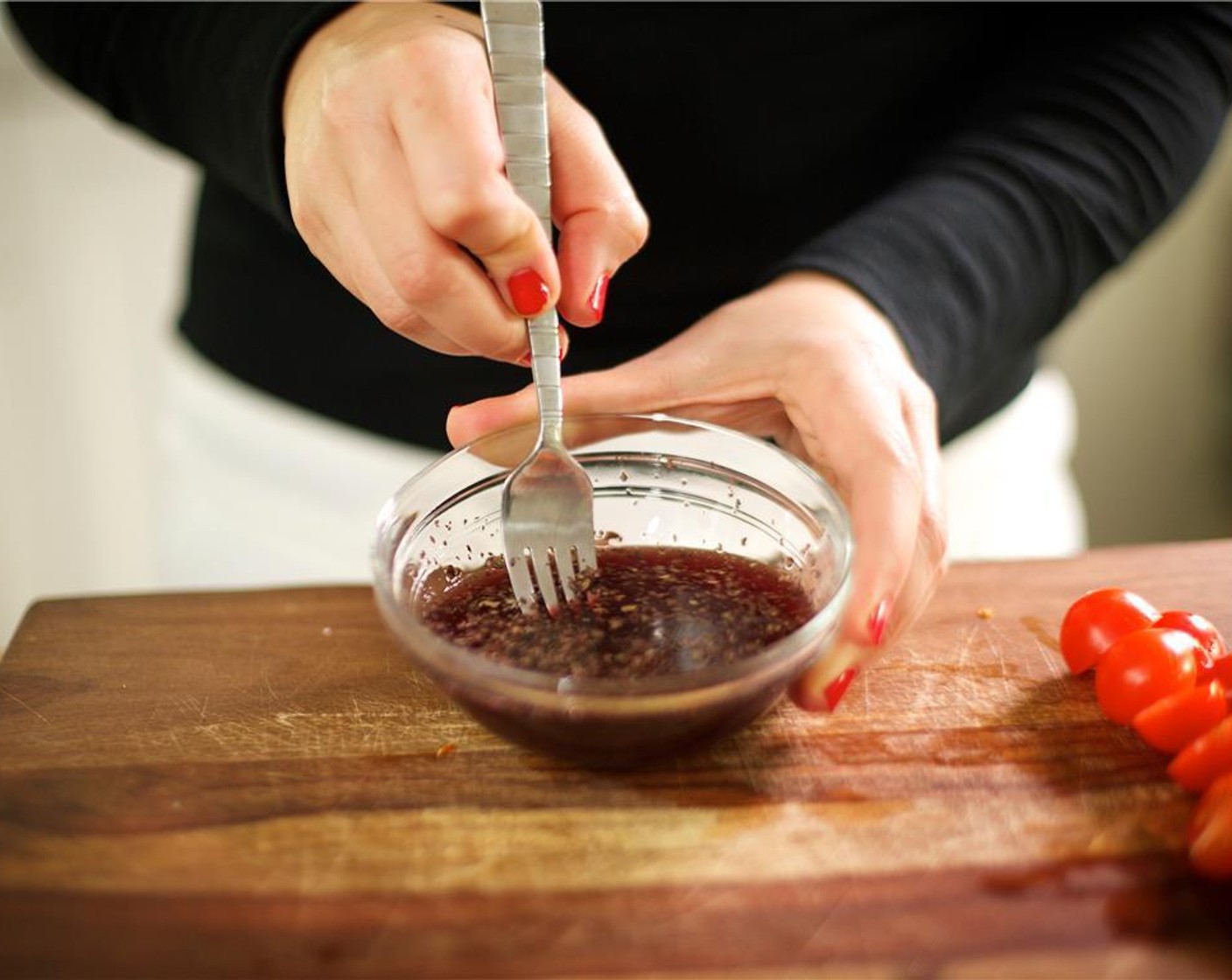step 4 To the bowl with the garlic, add the Red Cooking Wine (1 1/2 Tbsp), the Coconut Aminos (2 Tbsp), 1 tablespoon of olive oil, the Dried Basil (1 tsp), 1/4 teaspoon each of salt and pepper and stir until well combined.