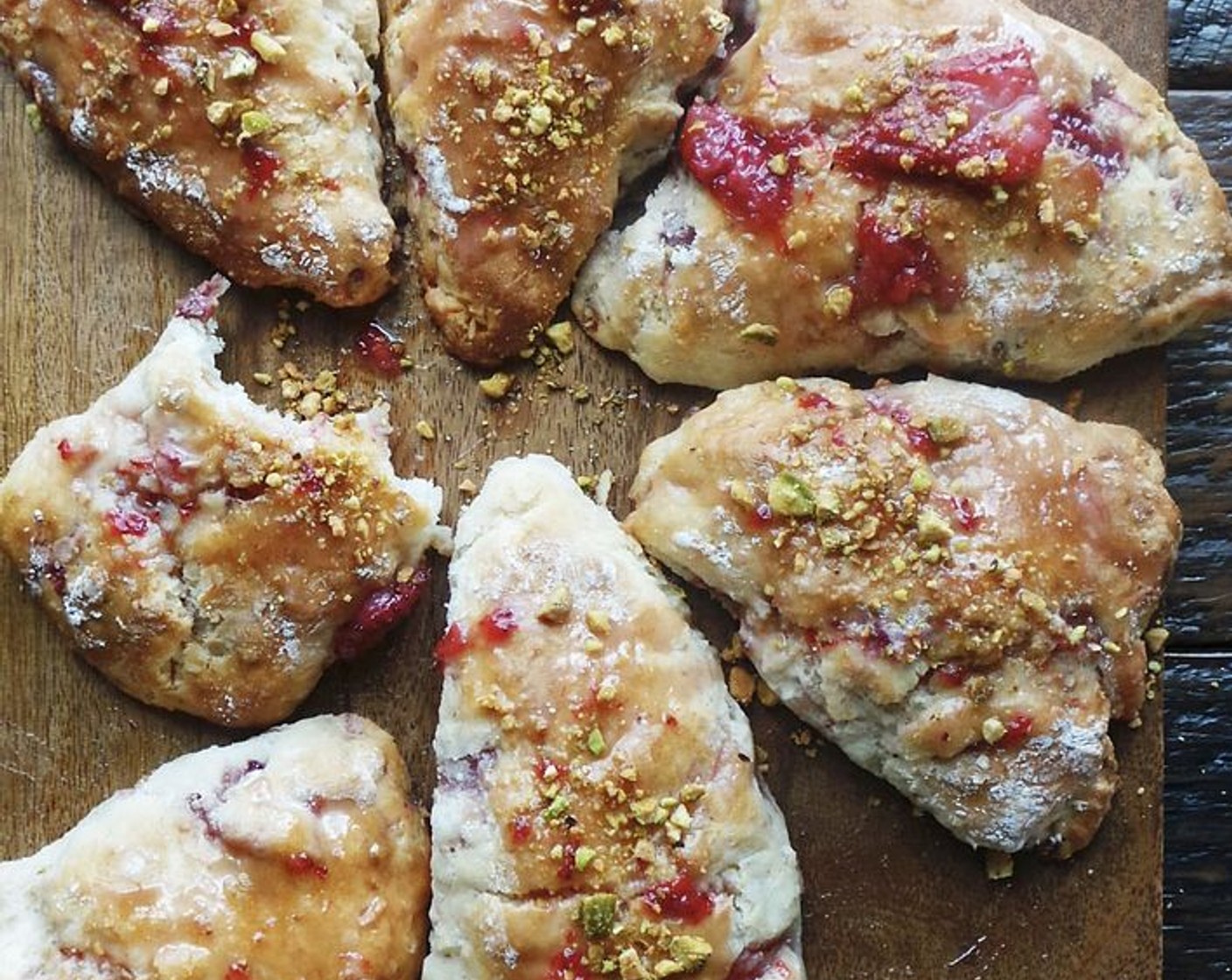 Roasted Strawberry Pistachio Scones