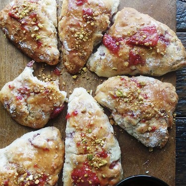 Roasted Strawberry Pistachio Scones Recipe | SideChef