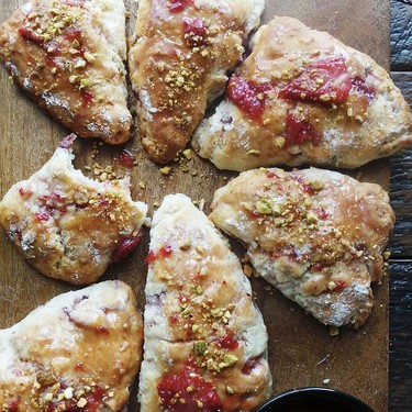 Roasted Strawberry Pistachio Scones Recipe | SideChef