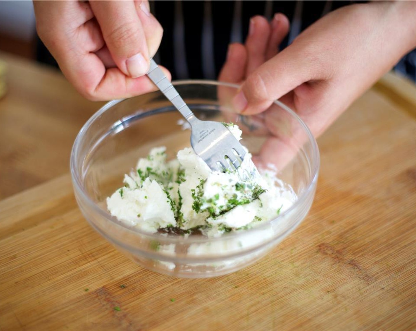 step 4 Add Goat Cheese (1/2 cup) to bowl and stir well with fresh herbs.