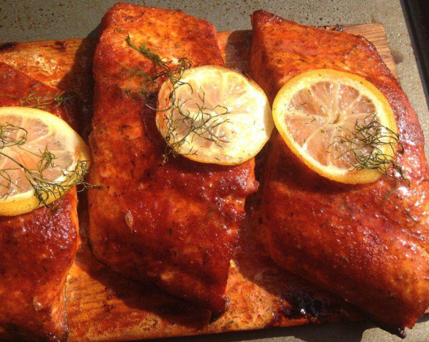 step 8 The easiest way to tell if it’s done is to use a fork and see if the meat will flake. When it’s done remove the entire board from the grill. Garnish with Capers (2 Tbsp), serve and enjoy.