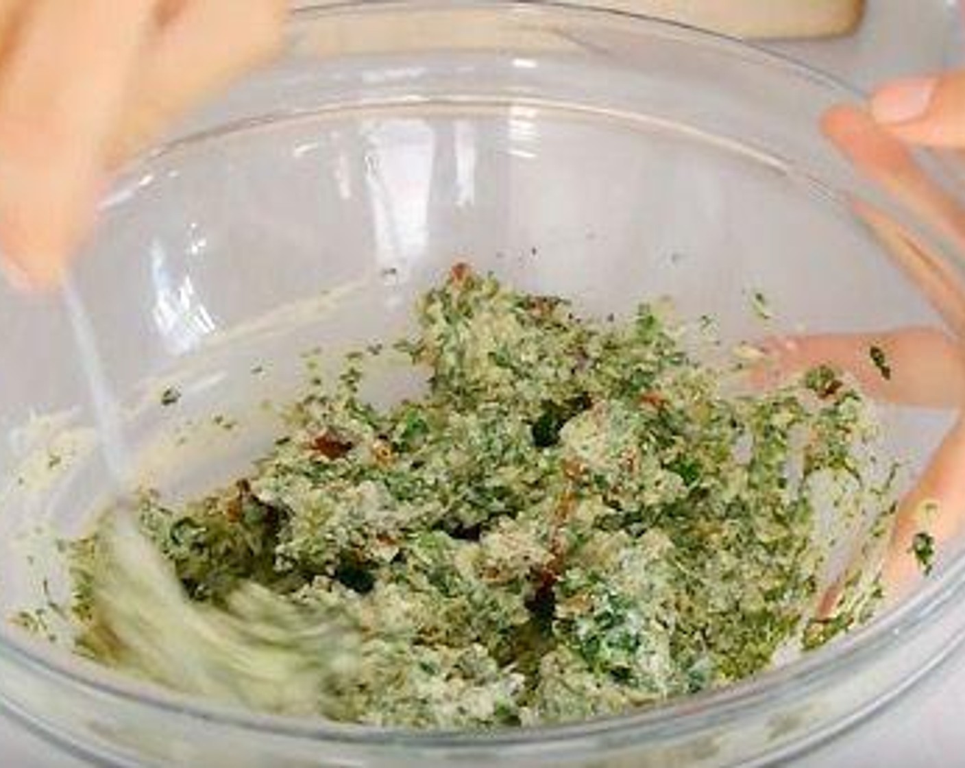 step 5 Once drained chop it as fine as possible either using a knife or a food processor. Then ad​d Hummus (4 Tbsp) and Canned Fire Roasted Diced Tomatoes (3 Tbsp). Mix well.