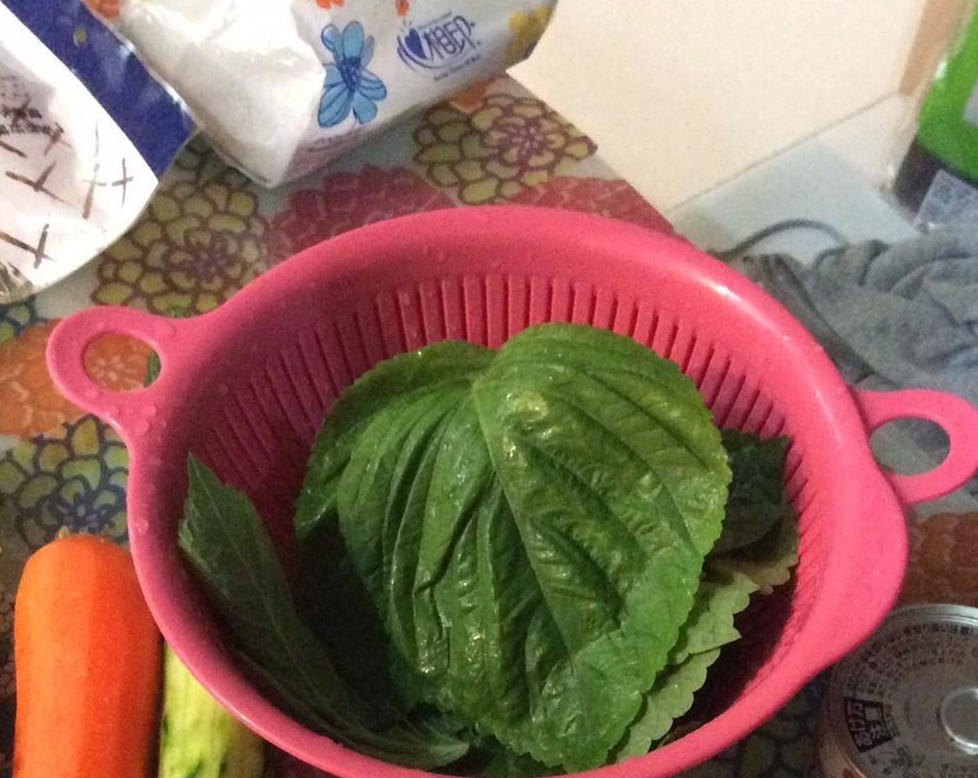 step 7 Chop the Perilla Leaves (5) into strips and set aside.