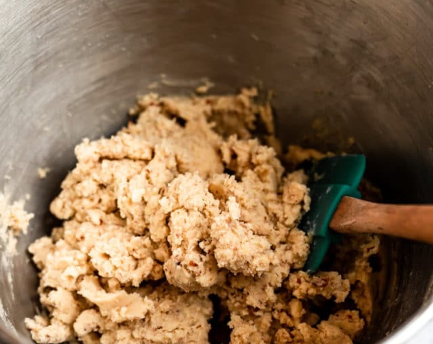 step 3 Blend in All-Purpose Flour (2 cups), Salt (1/4 tsp), and Almonds (1 cup) until dough holds together.