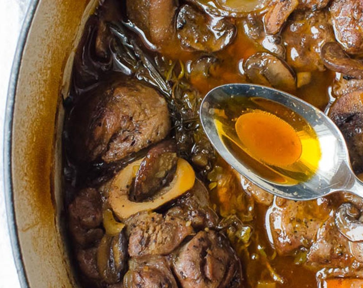 step 14 Cover and bring just to the boiling point, then transfer the covered pot to the oven and braise for 2 hours or until the shanks are tender.