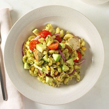 Pesto Pasta Salad with Avocado and Chicken Recipe | SideChef