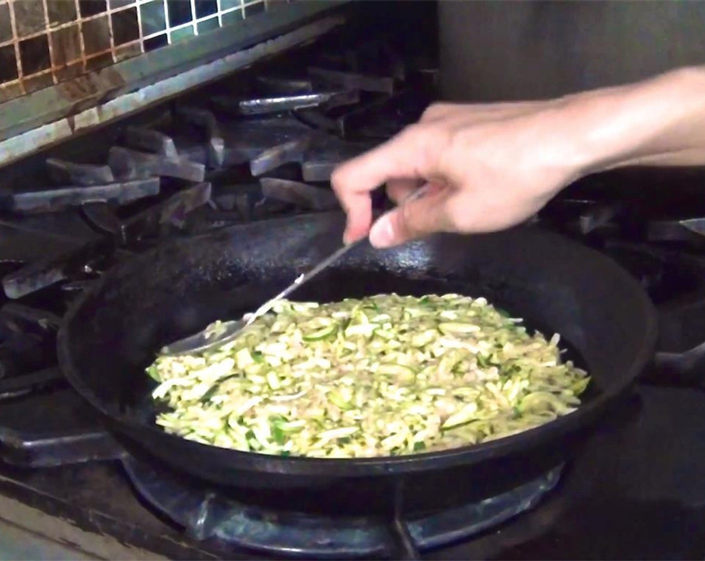 step 5 Pour batter into pan, and spread evenly. Let cook until bottom is golden, then flip. Cook until done.